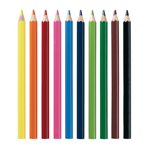 10 crayons de couleur gros module, mine 5mm, corps hexagonal en 10