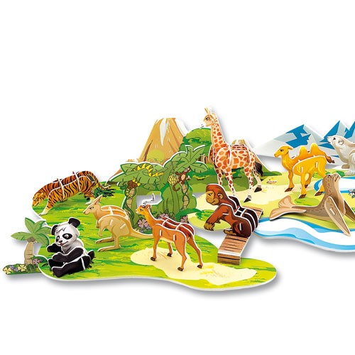 Folia 3D-Modellogic, Zootiere basteln, Bastelset 71 Teile Basteln Malen